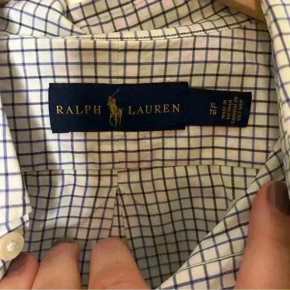 Ralph Lauren Classic Blue Windowpane Plaid Button Down Dress Shirt Size XL - Picture 3 of 5